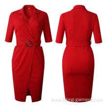 Women Half Sleeve Knee-length Formal Pencil Dress